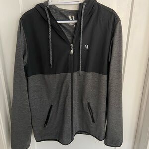 Vuori full zip track jacket - black & charcoal gray